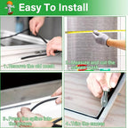 Window Screen Replacement Kit 48 Inch X 132 Feet Durable High Hardness Nanofibers Roll Screen Mesh Window Screen Repair Kit Black for Any Door and Window