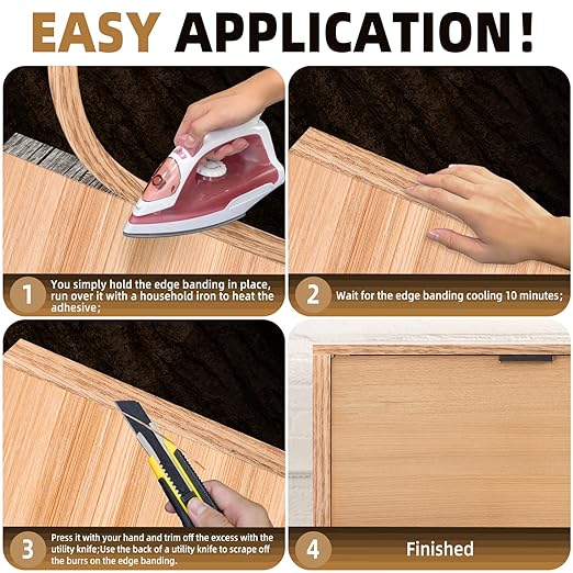 GSCIT Club Red Oak Edge Banding, 5/8 inch x 100ft roll of Veneer Edge Banding -Pre-glued Flexible, Real Wood Tape Banding for Cabinet Repair Furniture Restoration