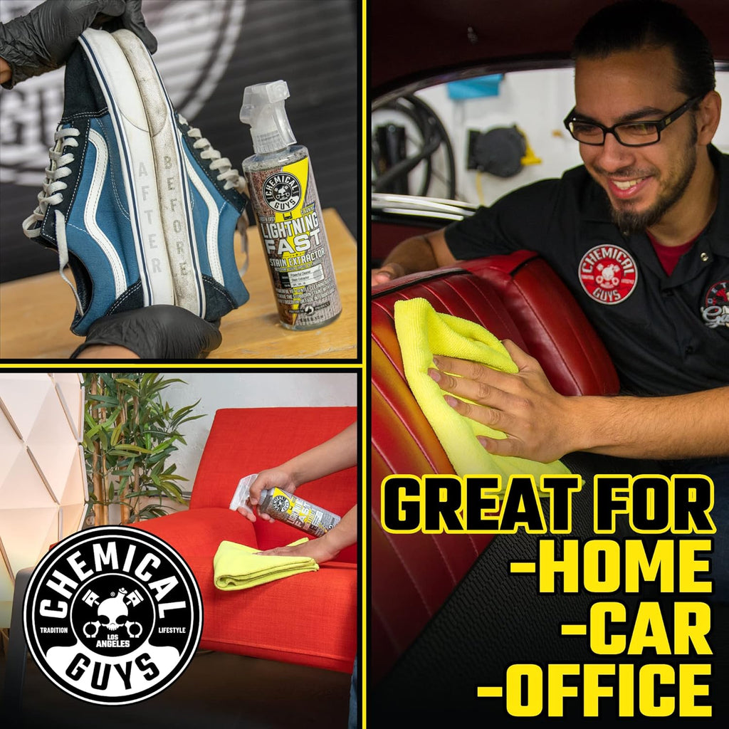 Chemical Guys Lightning Fast Carpet and Upholstery Stain Extractor - Fabric, Upholstery, and Carpet Cleaner, Safe for Cars, Home, Office, Furniture, and More, Unscented- 16 oz