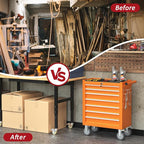 7 Drawers Rolling Tool Chest with Wheels, Portable Rolling Tool Boxes with Wheels, Tool Box Storage Cabinet with Locking System for Workshop(Orange, 7 Drawers)