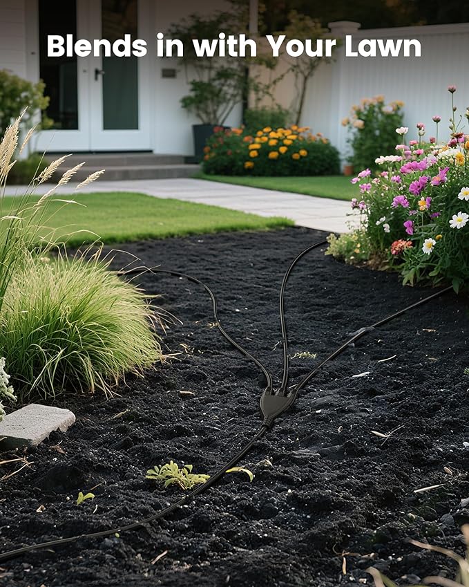 SURAIELEC Outdoor Extension Cord with Multiple Outlets,1-3 Multi Plug Splitter, (5+5+5+5) 20FT Total, 10FT End to End, 16/3C SJTW, for Landscape, Christmas Lights, Halloween Decorations, Black