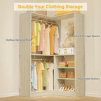 Unikito 36 Inch Corner Closet System, Large Freestanding Closet Organizer System with 2 Hanging Rods and Storage Shelves, Sturdy Walk in Closet Tower, 36" W x 36" D x 80" H, White Oak