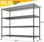 REIBII 2560LBS Storage Shelves 55.5"W Metal Shelving Unit 4 Tier Wire Shelving Commercial Adjustable Garage Shelving Heavy Duty for Storage Rack for Pantry, Garage, Kitchen,55.5"W x 18"D x 55.5"H,2PCS