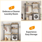 Double Row Over Washer and Dryer Storage Shelves, Laundry Room Organization and Storage, Heavy Duty Laundry Room Shelves, with Adjustable Height, 5-Tier