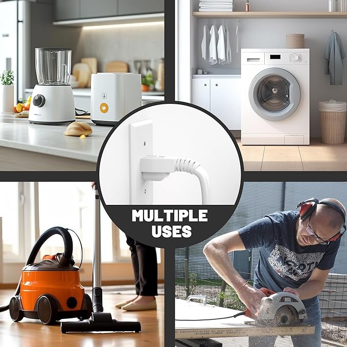 16/3 White Indoor Outdoor Extension Cord 6 Ft 2 Pack Waterproof, Heavy Duty Extension Cord with 3 Prong Grounded Plug,13A 1625W 16AWG SJTW, Flexible Weatherproof Power Cable