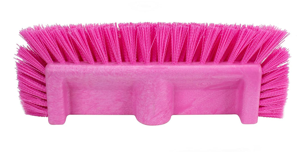 SPARTA 40422EC26 Floor Scrub Brush Head, Multi-Level, Dual Surface Plastic Block with Side Bristles, Crimped Polyester, Threaded Handle Hole, Ideal for Wide and Tight Spaces, BPA Free, 12 Inches, Pink