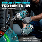 Cordless Impact Wrench 1/2" Compatible with Makita 18v Battery, 1700 Ft-lbs High Torque Impact Driver with 6Pcs Sockets & Storage Case, Impact Gun with 4 Modes & LED Light(Tool Only)