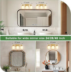 DORESshop 17 Inch Bathroom Light Fixtures, 3-Light Brass Bathroom Lighting Fixtures Over Mirror with Milk Glass Shade, Vanity Lights for Living Room Bedroom