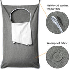 XL Hanging Laundry Hamper, Extra Large Tear-resistance Door Hamper with 2 Types Hooks for Dirty Clothes, Save Bathroom Space Hanging Laundry Bag (36.5x 22 Inch,Grey)