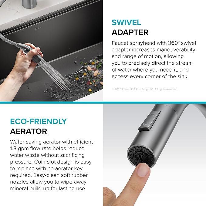 Kraus Oletto Kitchen Faucets Touchless Sensor Single Handle Pull-Down Sprayer in Brushed Brass, KSF-2830BB