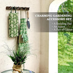 Colwelt Gardening Foam Kneeling Pad Set 3pcs, Gardening Gifts for Women Gardeners, Elegant Pattern Garden Protection Tools Set, Charming Garden Accessories(Extra Thick Kneeling Mat, Apron, Gloves)