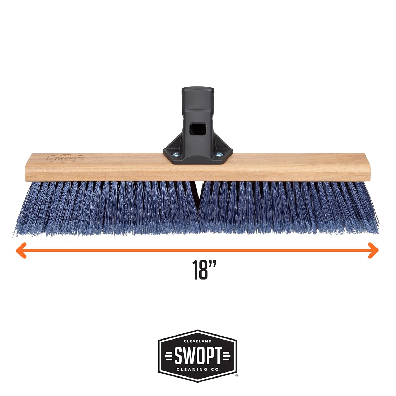 SWOPT 18” Premium Multi-Surface Push Broom Cleaning Head — Indoor and Outdoor Push Broom — Interchangeable with All SWOPT Cleaning Products for More Efficient Cleaning and Storage