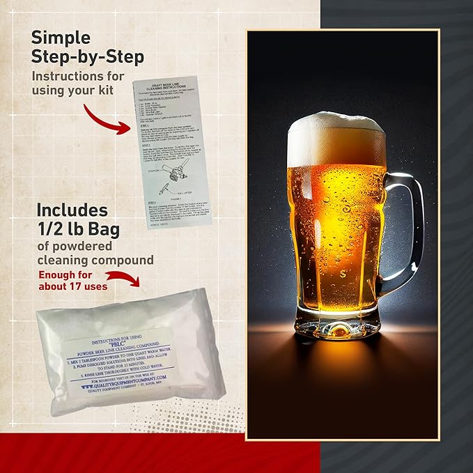 Kegerator Beer Line Cleaning Kit - All Necessary Cleaning Accessories and Powder Cleaning Compound