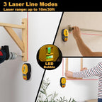PREXISO 2-in-1 Rechargeable Cross Line Laser Level with Magnetic Stud Finder, Compact Line Lasers with LED Bubble Vials for Accurate Marking, Stud Detector Wall Scanners for Hanging Frames & Pictures