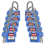 TRADESAFE Lockout Tagout Locks Set - 10 Blue Loto Locks, Lockout Locks Keyed Different, 2 Keys Per Lock, OSHA Compliant Lock Out Tag Out Padlocks, Safety Padlocks for Electrical Lockout Tag Out Kits