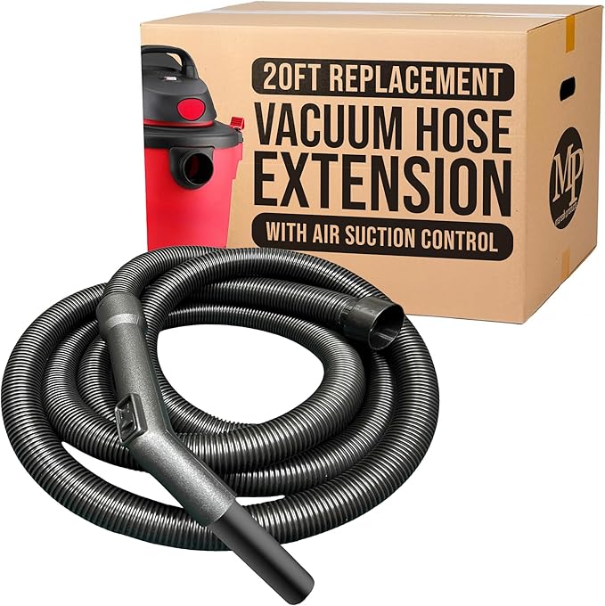 MP Maresh Products Vacuum Hose Replacement Compatible with Shop Vac Style Wet Dry Vacuum Cleaner - Crushproof Dust Collection Hose for Industrial and Commercial Use with Suction Control - 20' x 1-1/4"