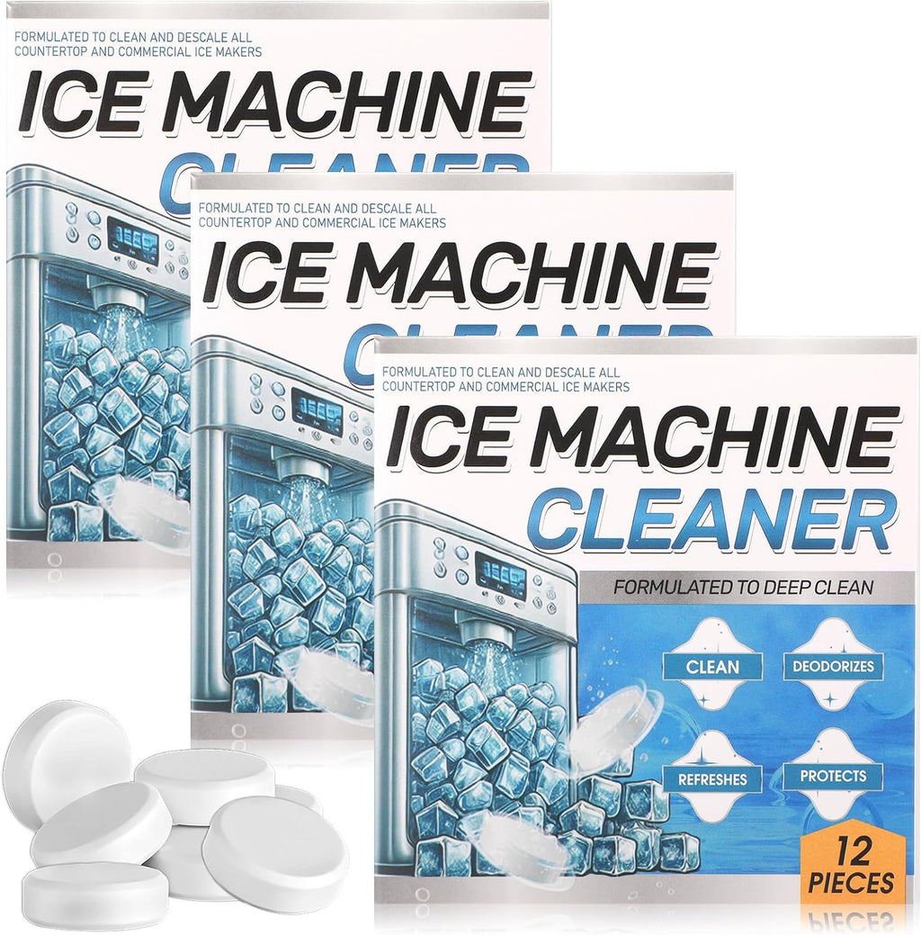 3 Pack 36 Pcs Ice Machine Cleaner Tablets Descaler, Clean Tablets for Ice Makers, Scale Remover for Countertop, Deep Cleaning, Remove Odor
