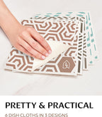 Swedish Dish Cloths for Kitchen - Reusable Dishcloths for Washing Dishes - Each Cellulose Dish Cloth Replaces 15 Rolls of Paper Towels and is More Absorbent than a Sponge - Dishcloth Set of Six