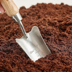 Berry&Bird Transplant Trowel with Measurements, Garden Stainless Steel Potting Hand Trowel with Wooden Handle, Small Garden Hand Shovel Transplanter Tool for Planting Digging Transplanting Gardening