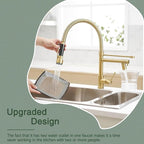 Fapully LED Kitchen Sink Faucet with Pull Down Sprayer Brushed Gold