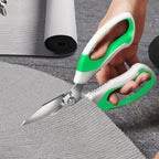 8-Inch Heavy Duty Utility Scissors All Purpose, Serrated Blade, Green Comfort Grip for Cutting Carpet, Cardboard, Leather, Fabric, Multipurpose Sharp Shears for Kitchen, Garden, Office, Carft