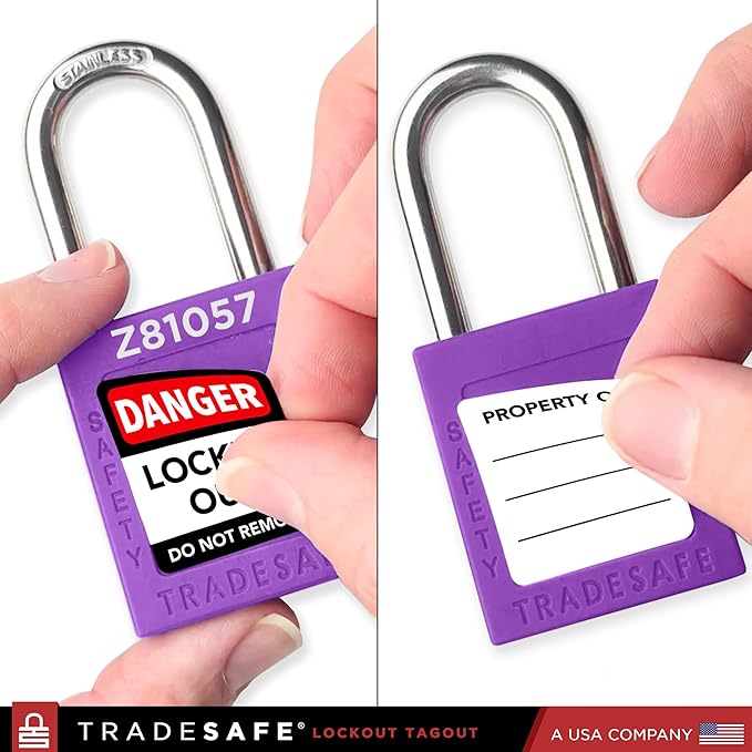 TRADESAFE Lockout Tagout Locks Set - 10 Purple Keyed Alike Padlocks, 2 Keys Per Lock, OSHA Compliant Loto Locks for Lock Out Tag Out Stations, Premium Grade