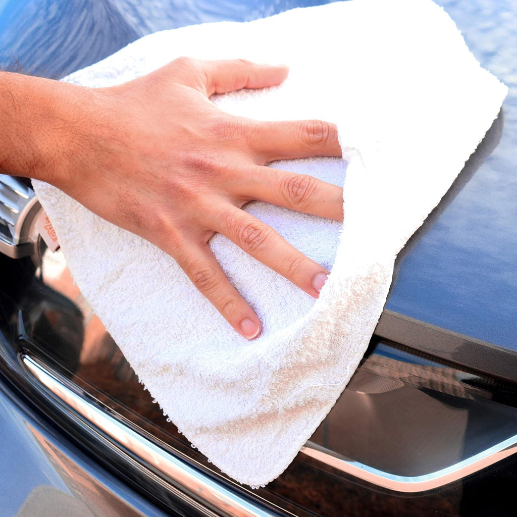 Arkwright W11 Terry Cloth Towels for Cleaning - Pack of 8 - Soft Cotton Blend Washable Multi-Purpose Bar Mop, Absorbent & Quick Dry, Bulk Bag of Rags for Kitchen, Auto Shop, and Garage, 5 lb, White