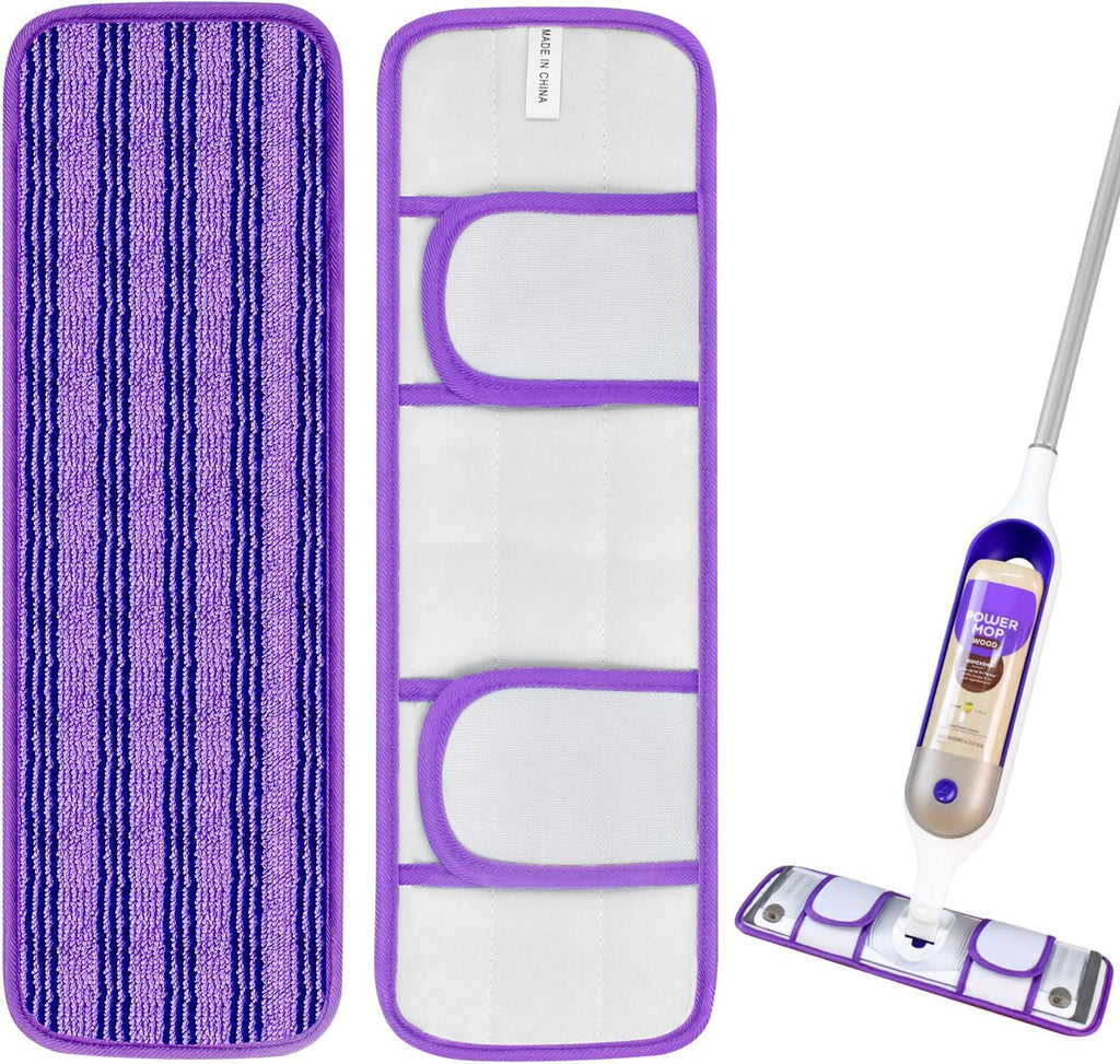 2 Pack Upgraded Reusable Mop Pads Compatible with Swiffer PowerMop, Mop Refill Pads Replacement for Swiffer Power Mop Spray Mop Pads for Multi-Surface Floor Cleaning, Quality Updated Cationic Material