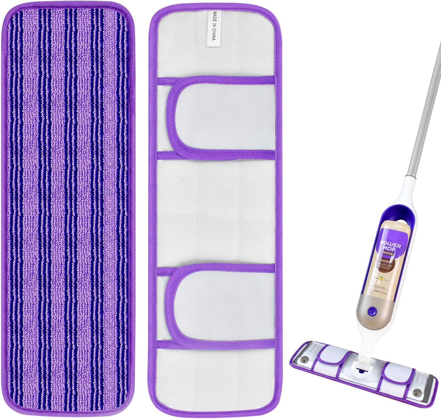 2 Pack Upgraded Reusable Mop Pads Compatible with Swiffer PowerMop, Mop Refill Pads Replacement for Swiffer Power Mop Spray Mop Pads for Multi-Surface Floor Cleaning, Quality Updated Cationic Material