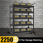 40" W Garage Shelving Heavy Duty, 2250LBS Loads Garage Storage Shelves Heavy Duty, 5-Tier Metal Shelving Units and Storage Racks, Industrial Utility Shelf,40" Wx18 Dx72 H, Black