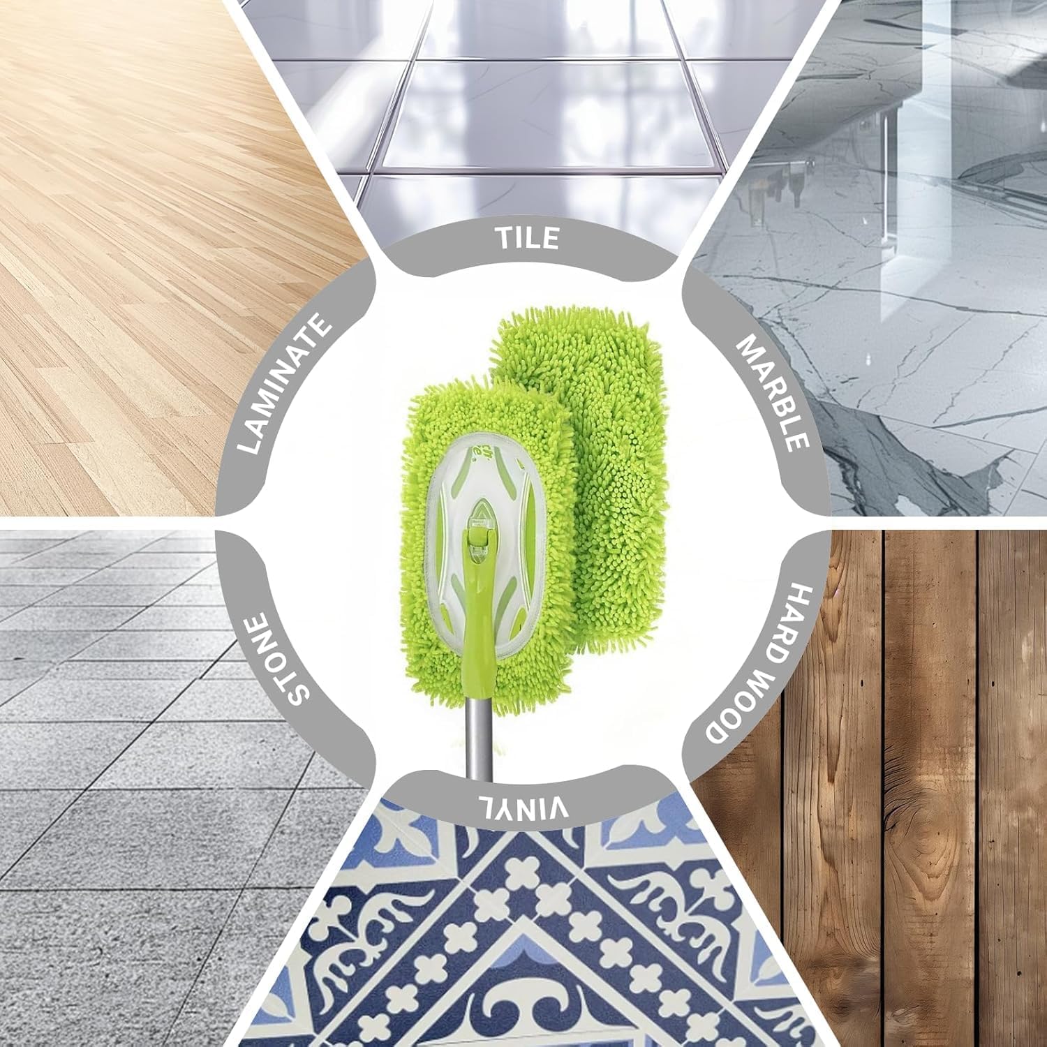 4 Pack Reusable Mop Pads Refill Compatible with Swiffer Sweeper Mop, Microfiber Wet Mopping Cloths for Floor Cleaning, Ideal for Home Cleaning Washable Floor (Green-4 Pack)