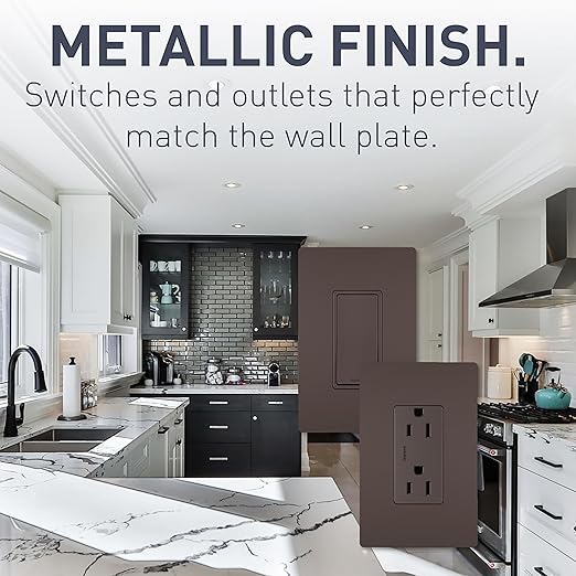 Legrand radiant TM874DBCC6 15 Amp Rocker Wall Switch, 4-Way Decorator Light Switches, Dark Bronze (1 Count)