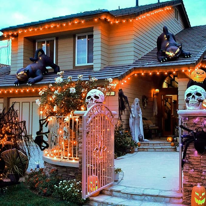 Halloween Orange Flicker Flame Light Bulbs, ST40 Replacement Bulbs with Realistic Orange Red Flame Edison Bulbs for Christmas Outdoor Indoor String Lights, 1 Watt E17 Intermediate Base, 10 Pack