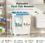 Greenvelly Portable Washing Machine, 16 Lbs Compact Mini Washer and Dryer Combo, Semi-automatic Twin Tub Washer with Drain Pump for Dorms, Apartments, RVs (Blue)