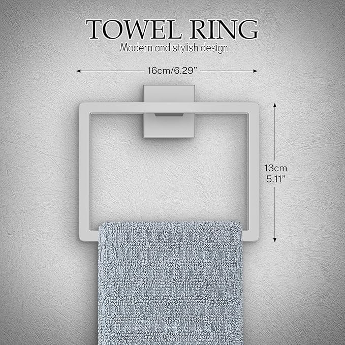 10-Pieces Brushed Nickel Bathroom Hardware Accessories Set,23.6 Inch Towel Bar Set,Stainless Steel Bathroom Hardware Set Towel Holder Set for Bathroom,Wall-Mounted Bathroom Accessories Kit