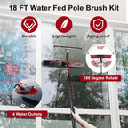 18FT Solar Panel Cleaning Brush & Squeegee Kit, Proffesional Window Washing Tool, 22in Wide Brush & 2 Dusting Brush, Water Fed Pole, Extendable Telescopic Pole for Roof Mounted Solar Panels