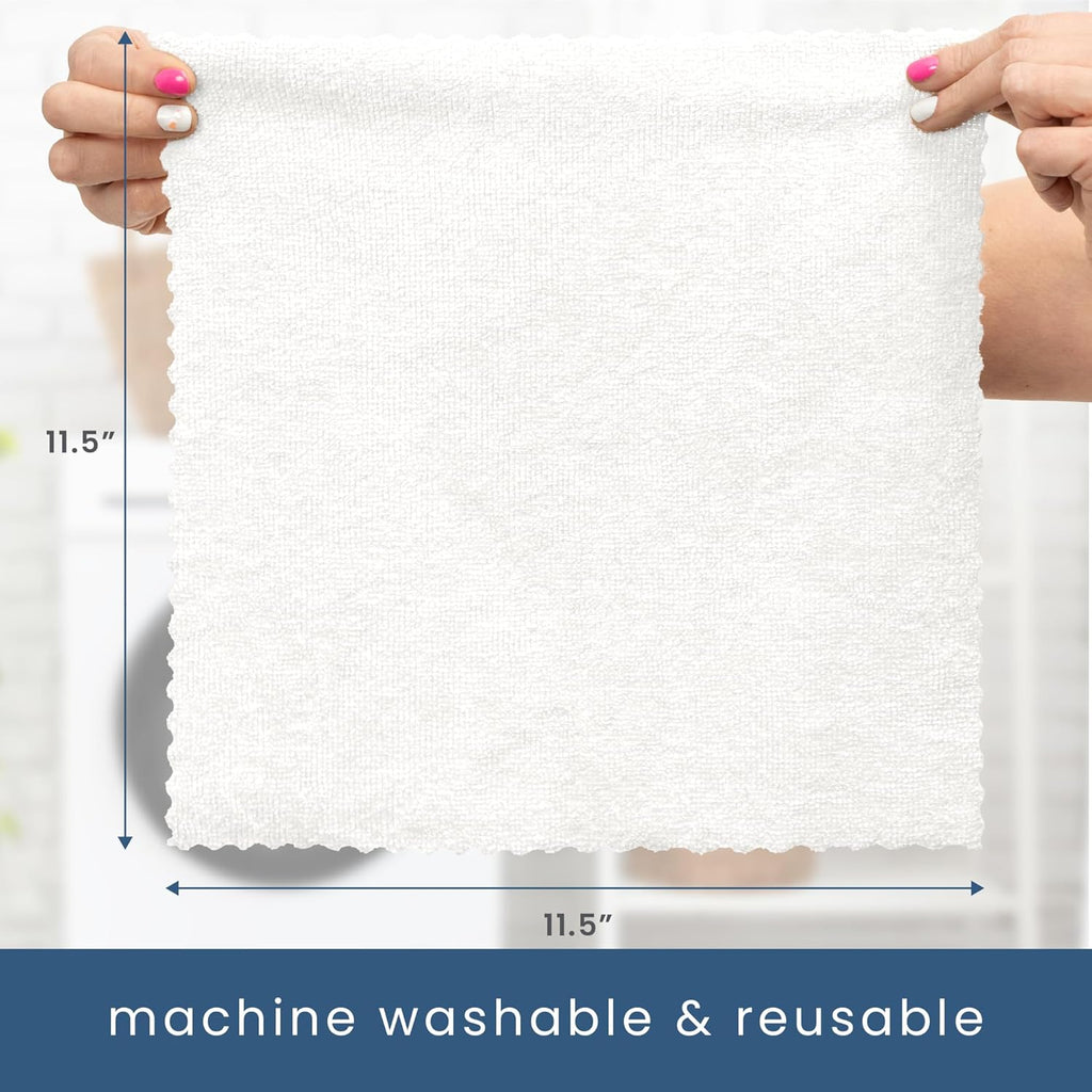 S&T INC. 50 Pack Microfiber Cleaning Cloth with Box, Bulk Towels for Home, Reusable Microfiber Towels for Cars, Cleaning Rags, White, 11.8 Inches x 11.8 Inches, 50 Count