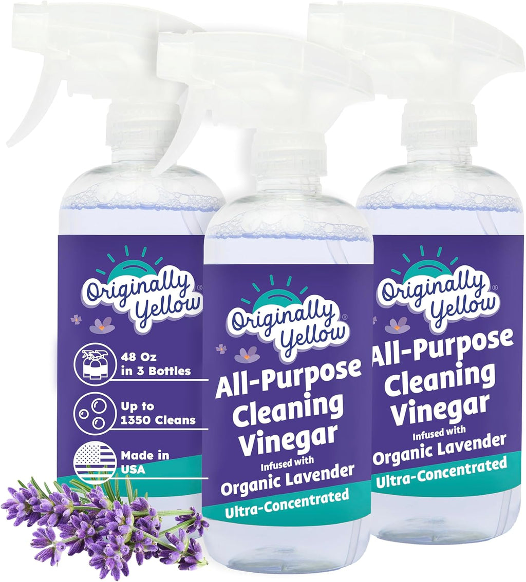 Originally Yellow Lavender Vinegar All Purpose Cleaning Spray | Cleaning Vinegar For home | Bathroom, & Kitchen | Plant-Derived All Purpose Cleaner Spray | distilled vinegar for cleaning | 3 Pack