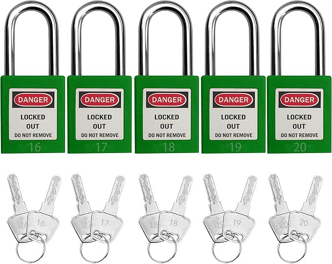 Lockout Tagout Locks, Safety Padlock, Keyed Differently Loto Safety Padlocks for Lock Out Tag Out Kits Station (Green NO.11-20)