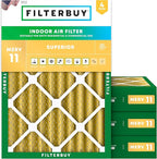 Filterbuy 14x20x4 Air Filter MERV 11 (MPR 1200) Allergen Defense Replacement (4-Pack), Electrostatic Pleated HVAC AC Furnace Filters, Made in USA (Actual Size: 13.50 x 19.50 x 3.63)