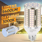 44W LED Corn Light Bulb(2 Pack),Fanless,(390 Watt Equivalent) E26/E39 Medium/Large Mogul Base LED Cob Lamp 3000K Warm white 5,900LM for Outdoor Indoor Garage Warehouse Factory Workshop Street Backyard