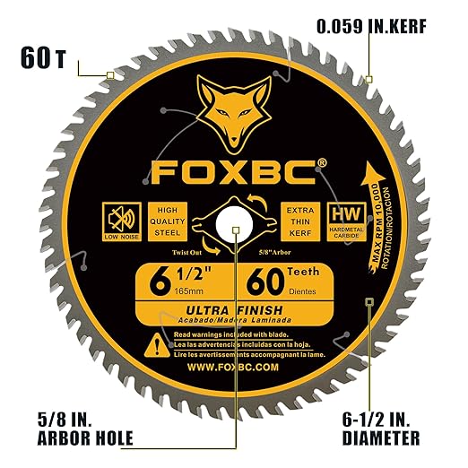 FOXBC 6-1/2 inch Circular Saw Blade 24T 60T Combo Pack, Wood Cutting, Thin-Kerf with 5/8" Arbor