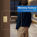 LIDER Dimmer Paddle Switch for Dimmable 300W LED/CFL Lights, 1-Pole or 3-Way, 120 V, Modern Upgrade, UL Listed, Screwless Wall Plate Included, Gold