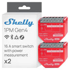 Shelly 1PM Gen4 | Wi-Fi, Zigbee, Matter Smart Relay Switch with Power Metering, 1-Channel 16A | Home Automation | Alexa, SmartThings, Google Home, Apple HomeKit Compatible | iOS Android App (2 Pack)