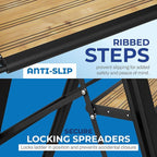 Step Ladder 2 Step Folding, Decorative - Beautiful Bamboo & Black Aluminum, Ultra Slim Profile, Anti Slip Steps, Sturdy-Portable for Home, Office, Kitchen, Photography Use,by SORFEY