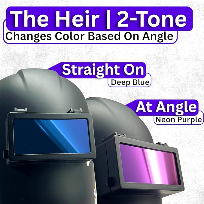 The Heir 2-Tone | Blue/Purple Shade 10 Welding Lens | Changes Color With Angle - Blue/Purple | 2" x 4.25" | Extremely Clear Fixed Shade 2x4 Welding Lens