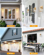 VIANIS Gold Outdoor Wall Light Dusk to Dawn Sensor, Exterior Wall Mount Sconces Lanterns Fixture for House, Golden Waterproof Aluminum Outside Wall Lamps for Patio, Porch Lighting for Garage Entryway