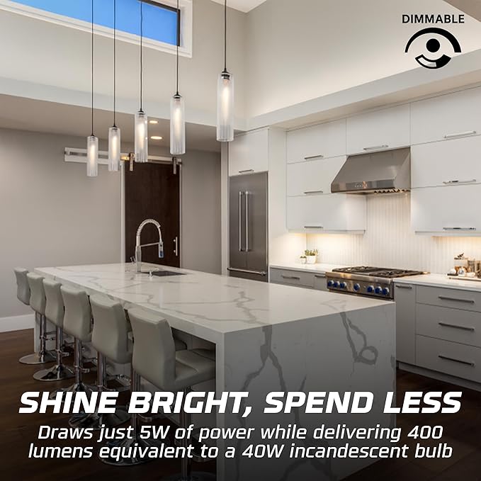 OHLECTRIC T9 LED Tubular Bulbs (1-Pack) 5W (40W Equivalent) 11" Frosted Tubular Bulb 400 Lumens, 3000K Soft White, E26 Medium Base, Dimmable, Wet Rated, Filament Style, Replacement for Bulbrite 776728