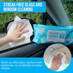 Air Jungles Glass and Window Cleaner Wipes 70 Count, Extra Large 8" x 10" Size Streak Free Cleaning Wipes for Car Windshield, Headlight, Mirror, Tile and Home Glass Surface