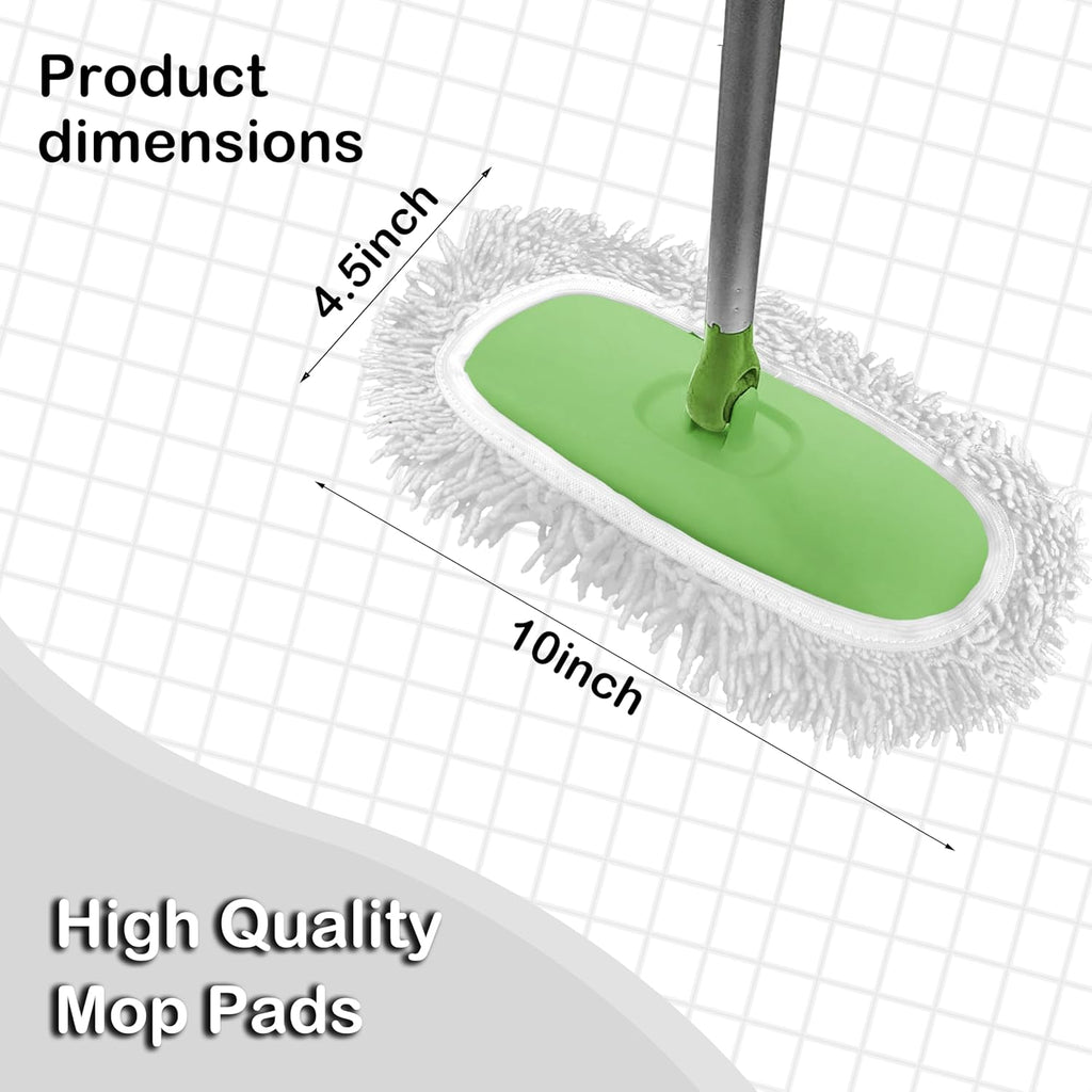 Reusable Microfiber Chenille Mop Pads Compatible with Swiffer Sweeper, Dry Sweeping Cloths & Wet Mopping Cloths, Refills for Hardwood Surface Floor Cleaning, 4 Pack (White)